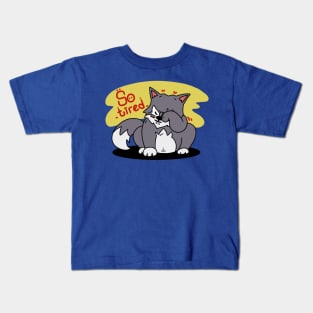 Tired Cat on Classic Design Kids T-Shirt